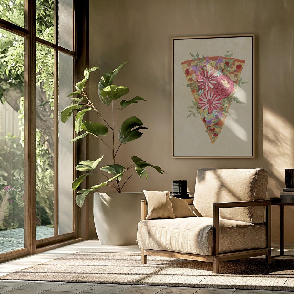 Plakje bloemenpizza | Poster