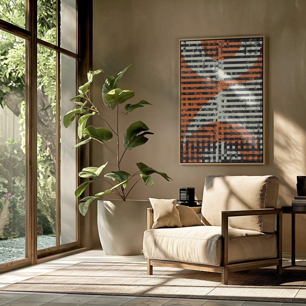 Gestreepte geometrische stroom | Poster