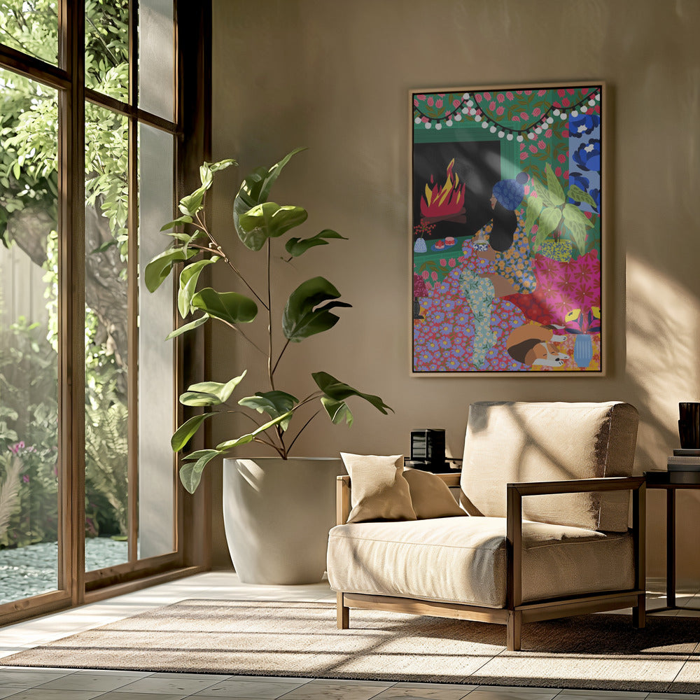 Relaxing In Front of My Fireplace | Poster