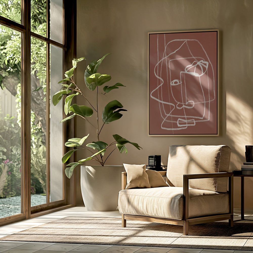 Lijnkunst Abstract Portret Terracotta 03 | Poster