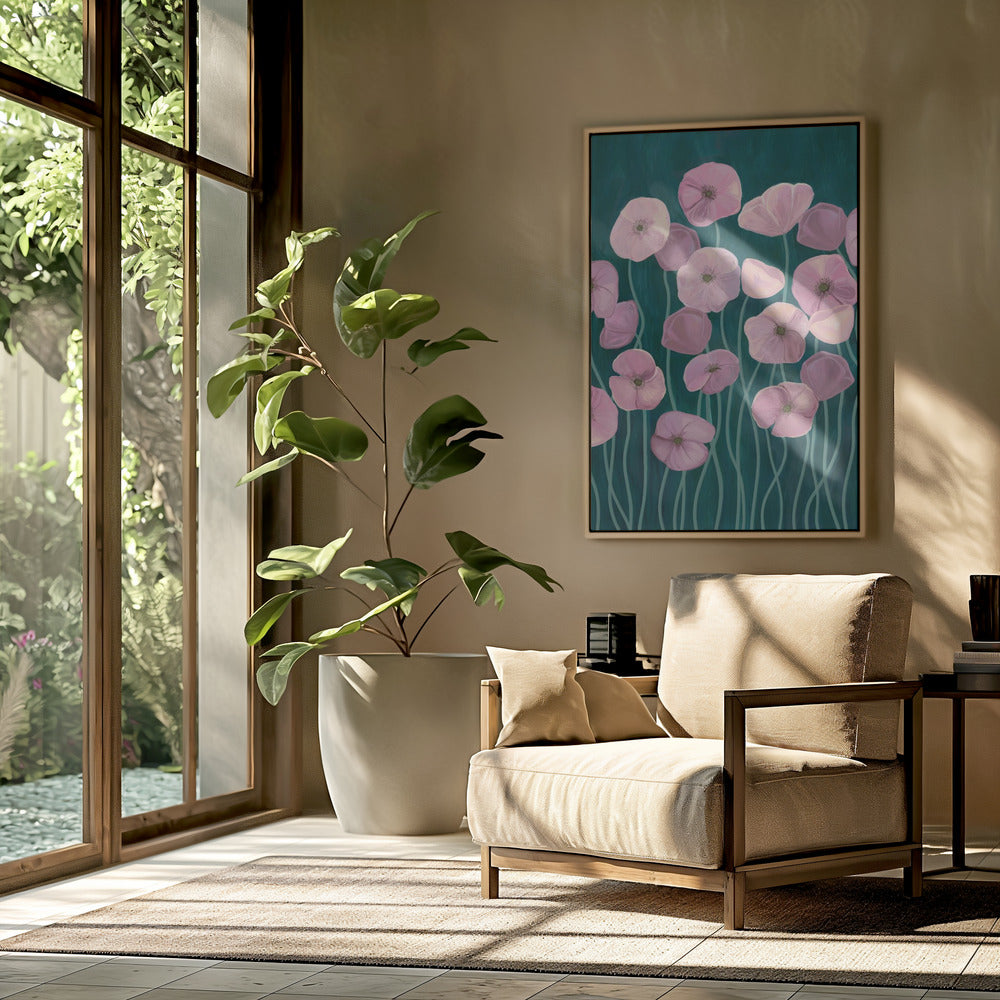 Roze klaprozen | Poster