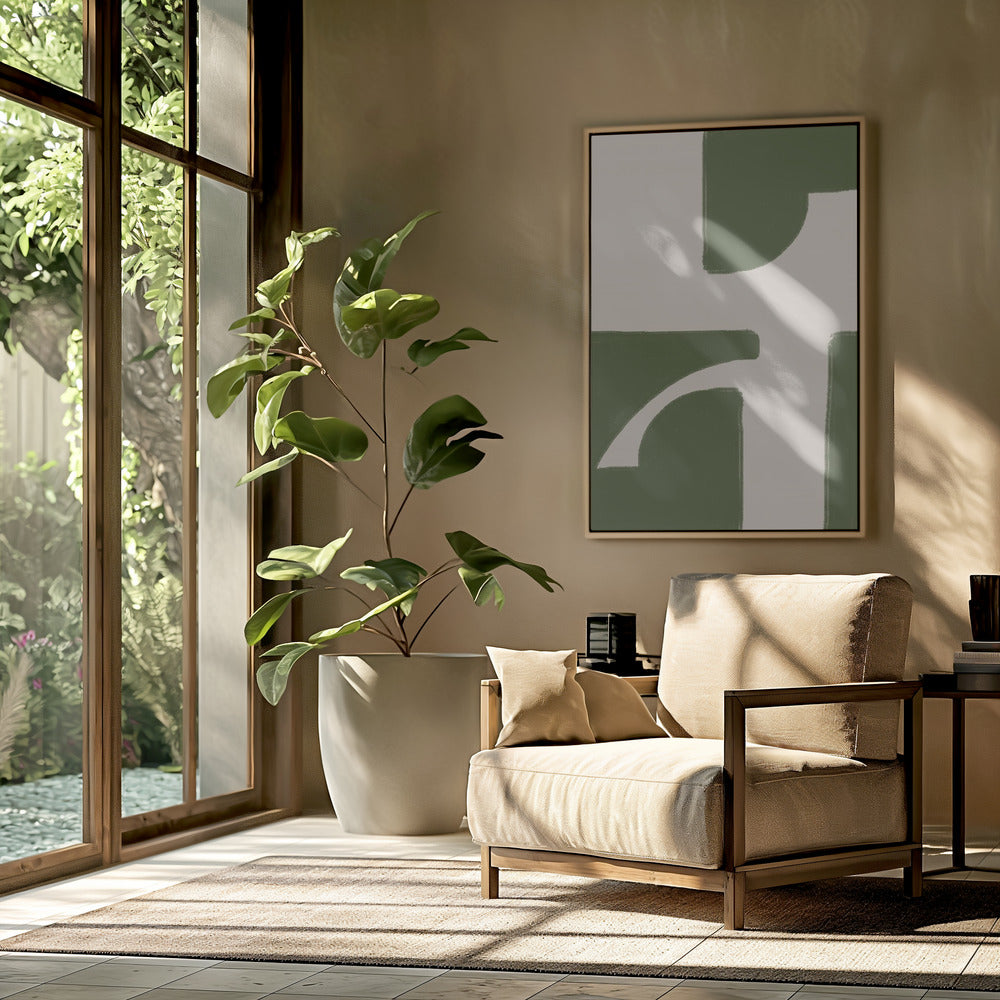 Groene geometrische stroom | Poster