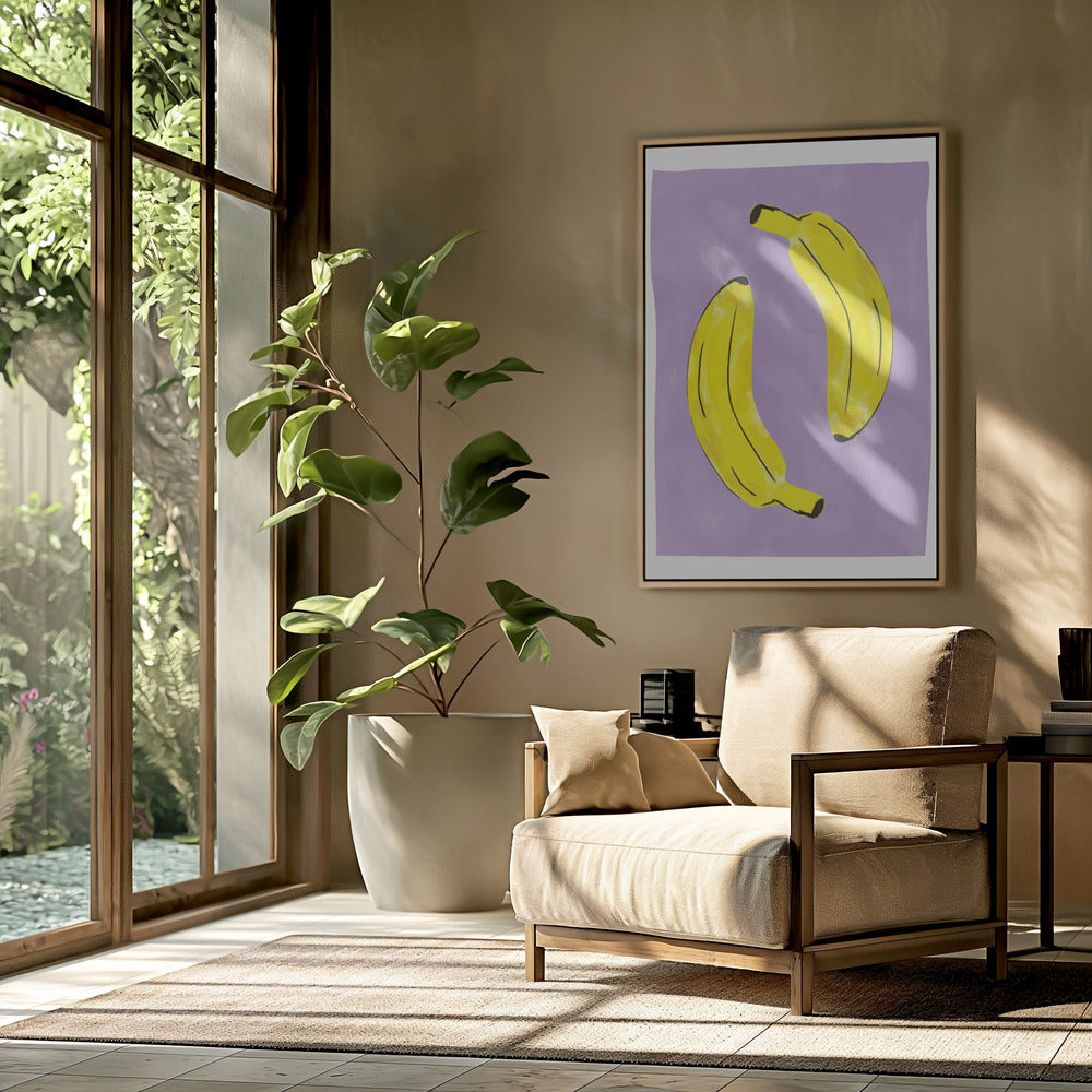 Twee felgele bananen | Poster