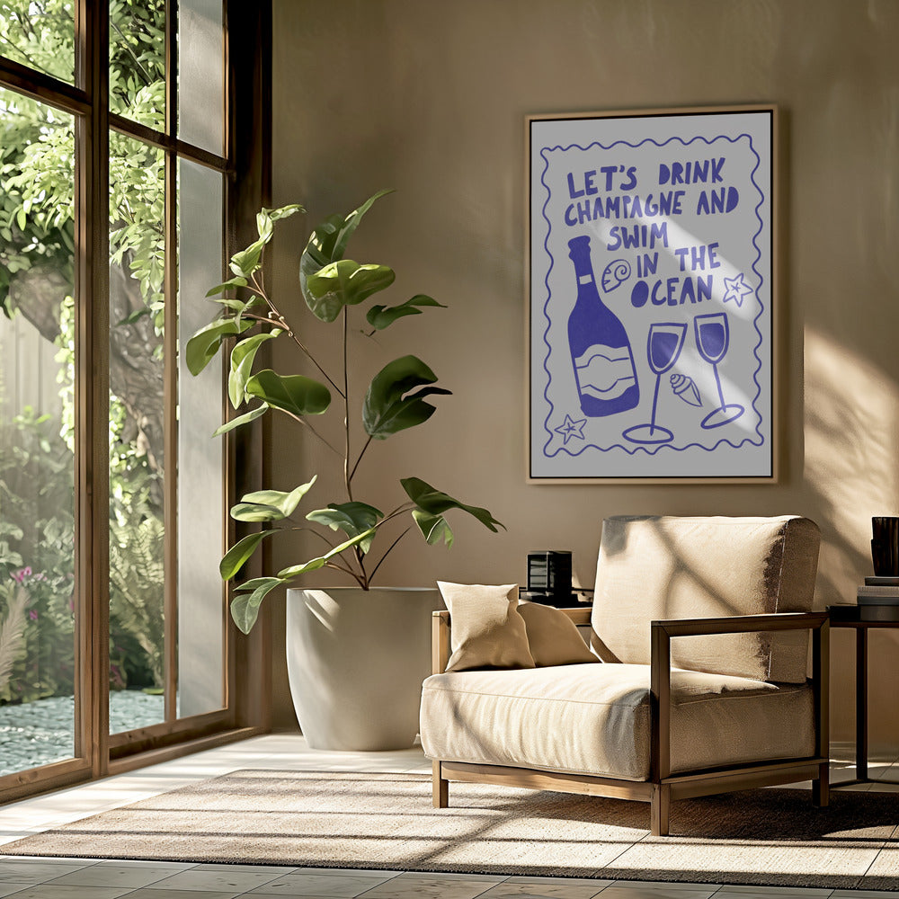 Champagne en Oceaan | Poster