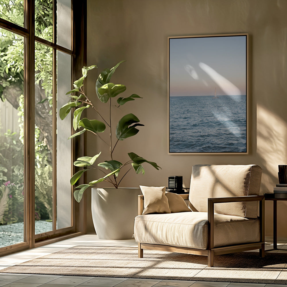 Zeilen langs de Amalfikust bij zonsondergang | Reisfotografie in Italië | Poster
