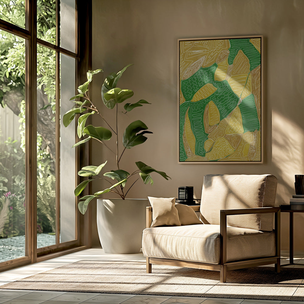 Goud en groen abstract | Poster