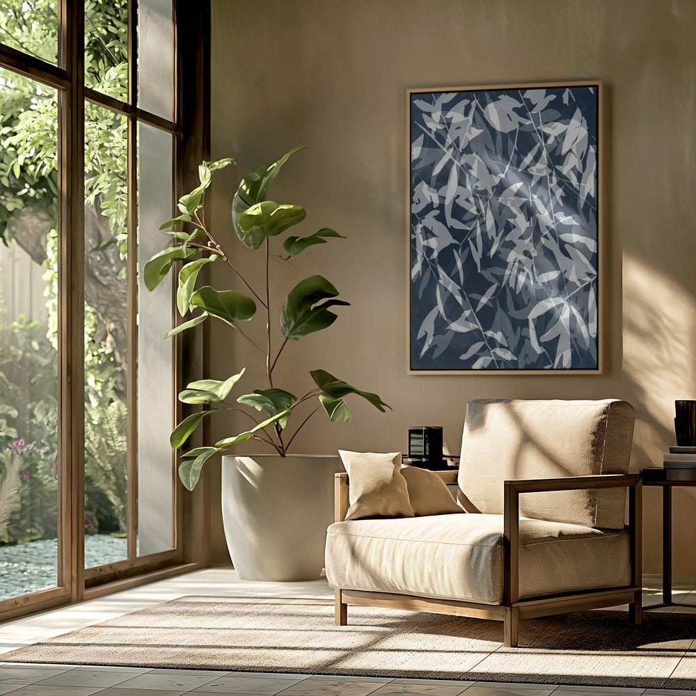 Marineblauwe witte bamboe 3 | Poster