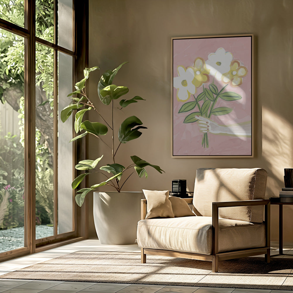 Bosje bloemen roze en geel | Poster
