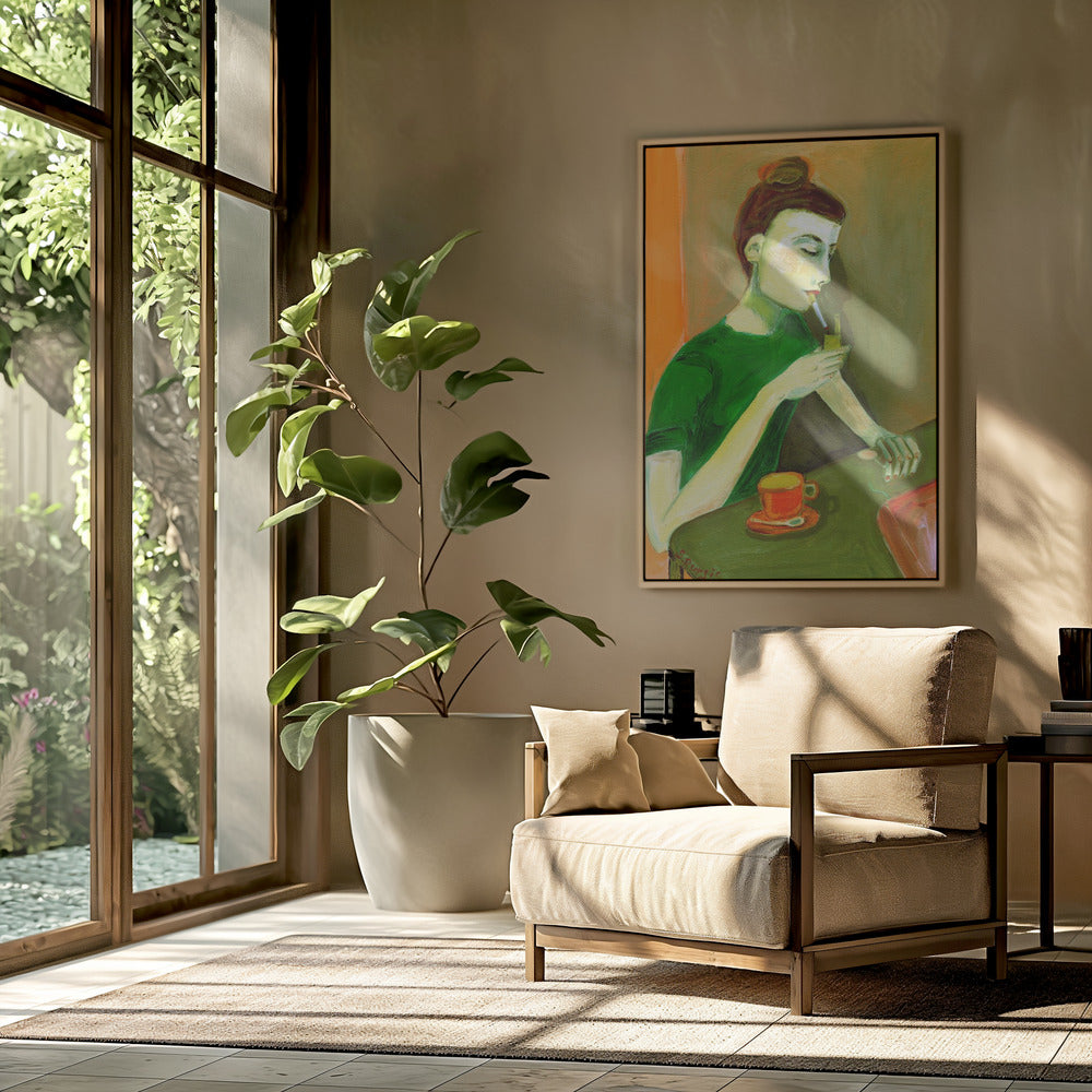 Lady lighting cigarette | Poster