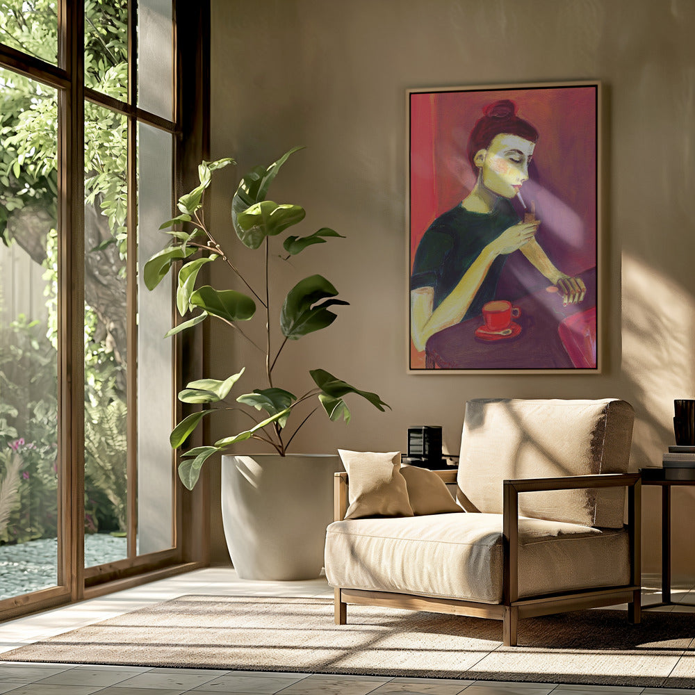 Lady lighting cigarette | Poster