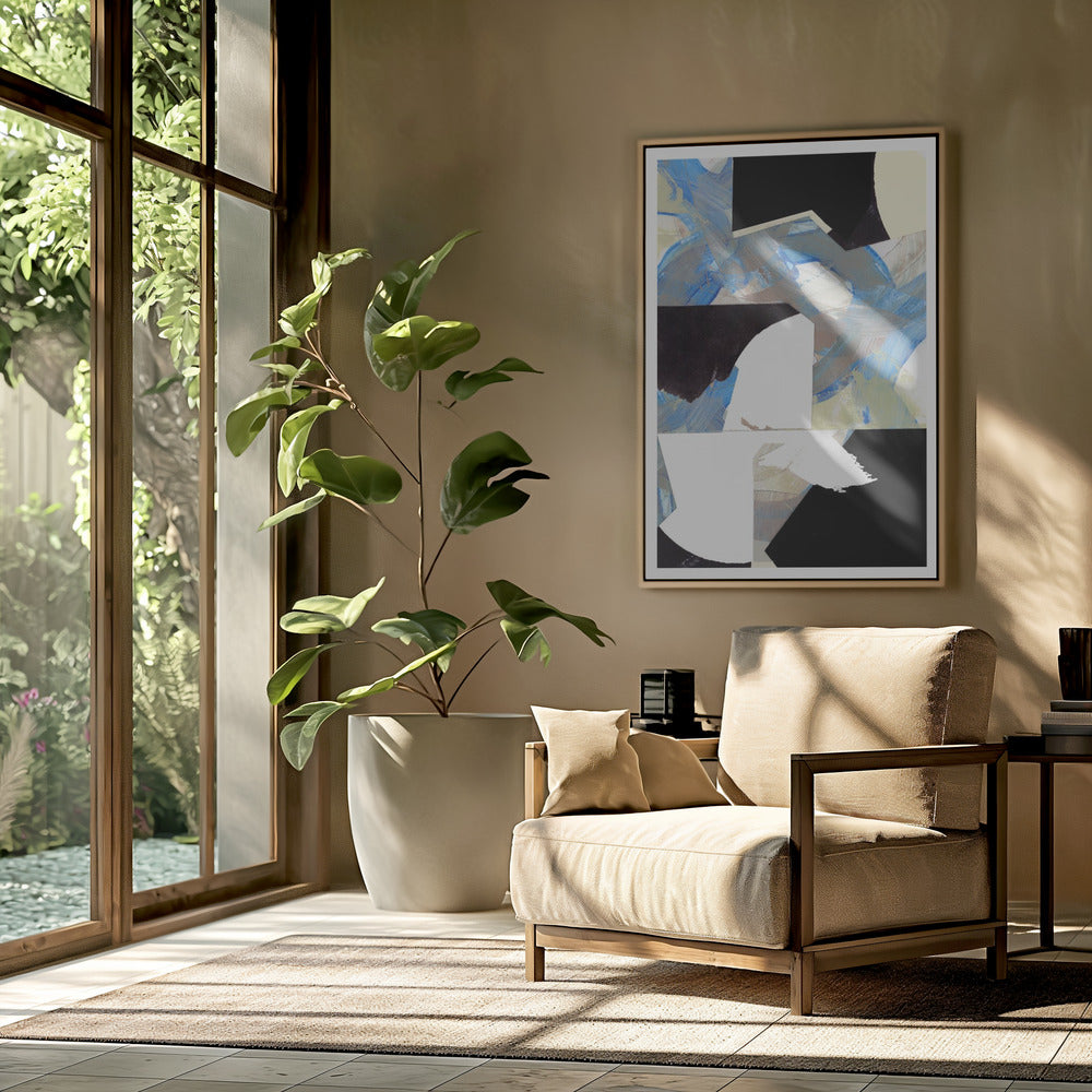 Blauw Neutraal Beige Zwart 3 | Poster