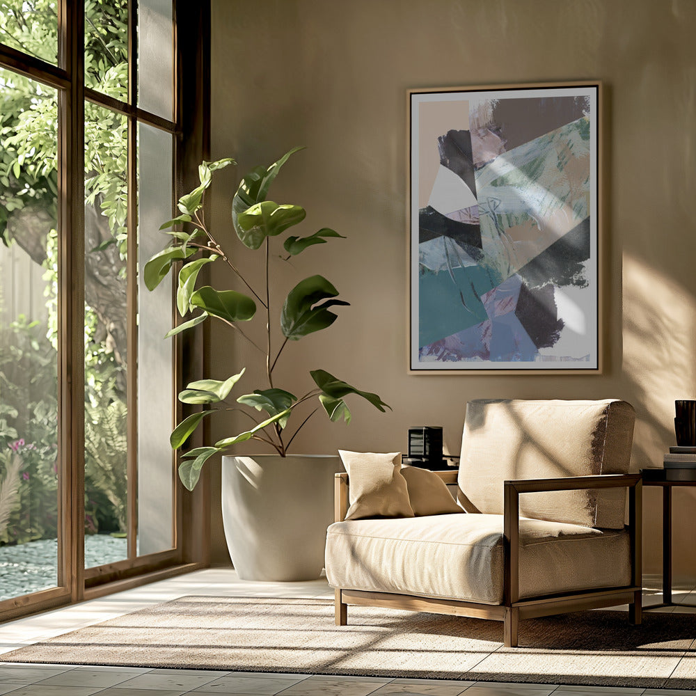 Blauw Zwart Neutraal Wit Abstract 2 | Poster
