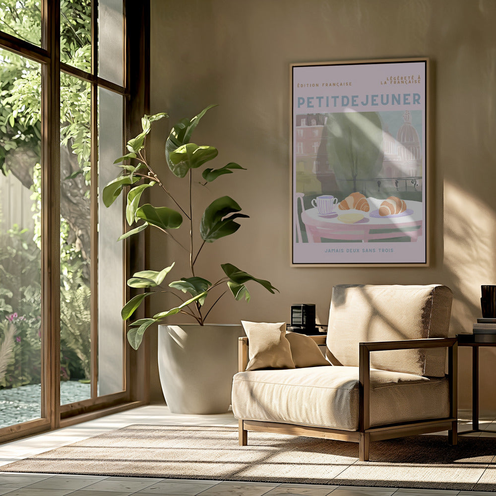 Petit Dejeuner, Croissants, Parijs, Pastell | Poster