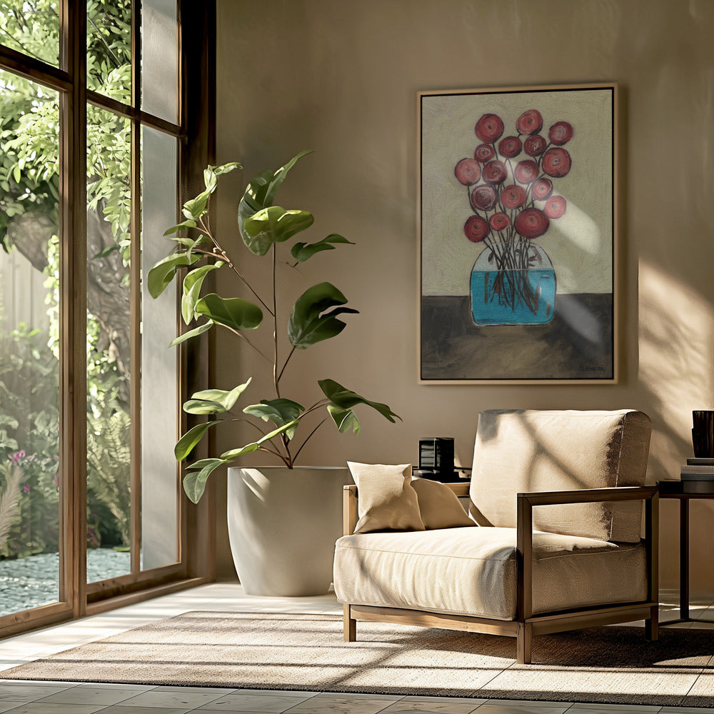 Poppies in Vase Tan | Poster