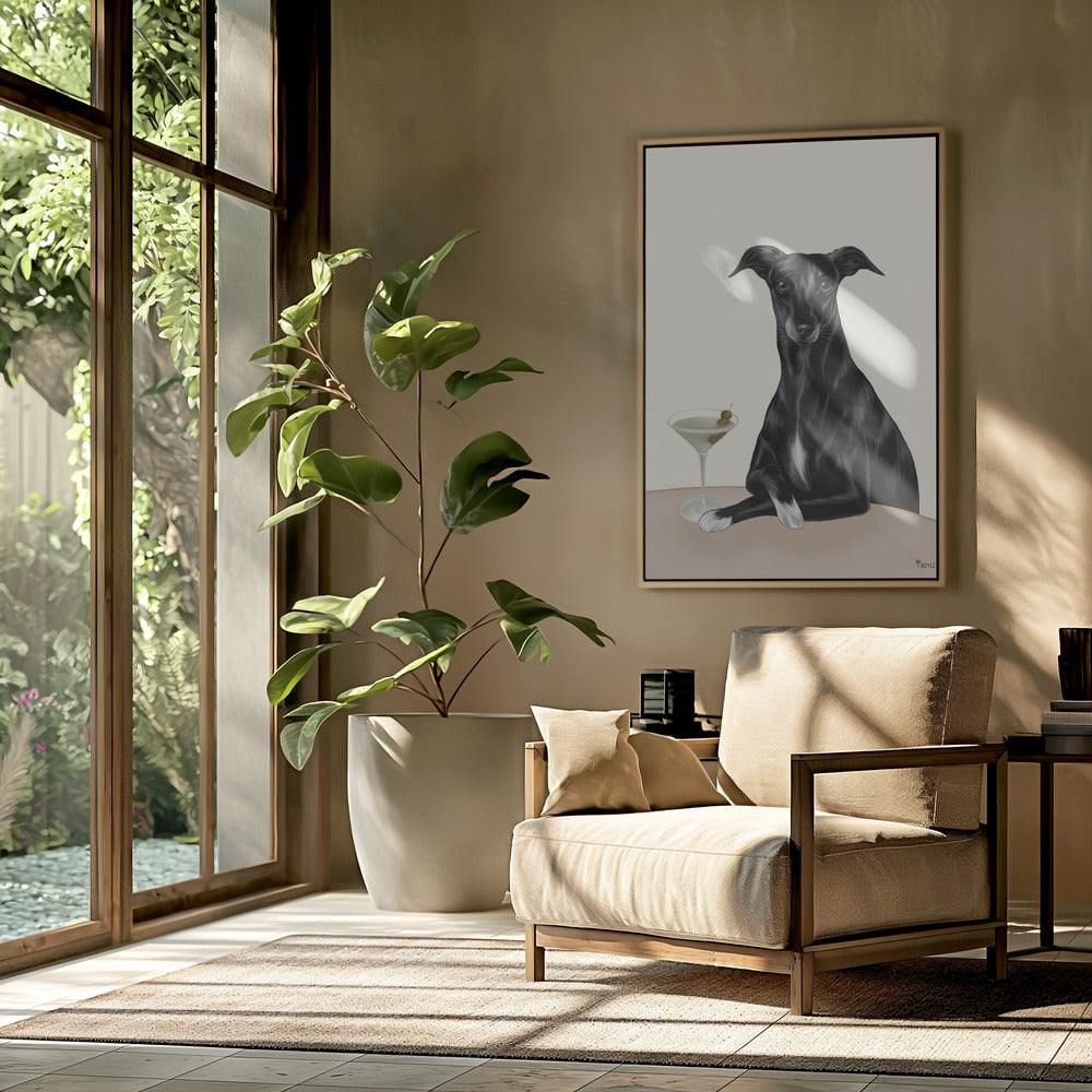 Stijlvolle windhond met martini | Poster