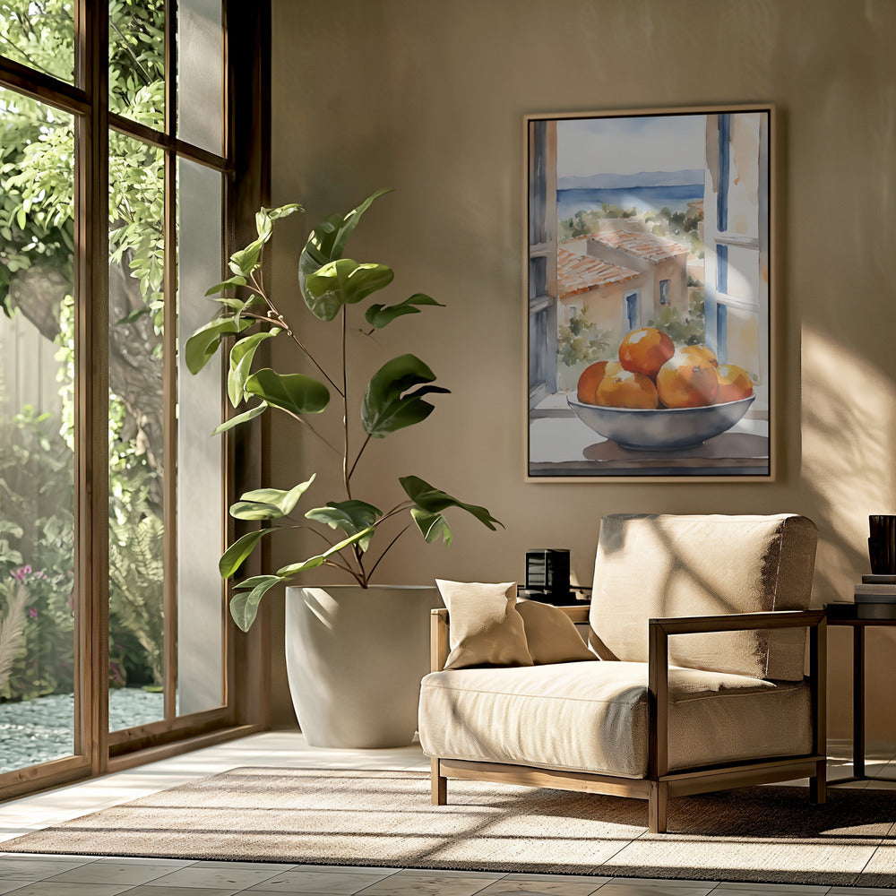 Oranjeschale in Fenster | Poster