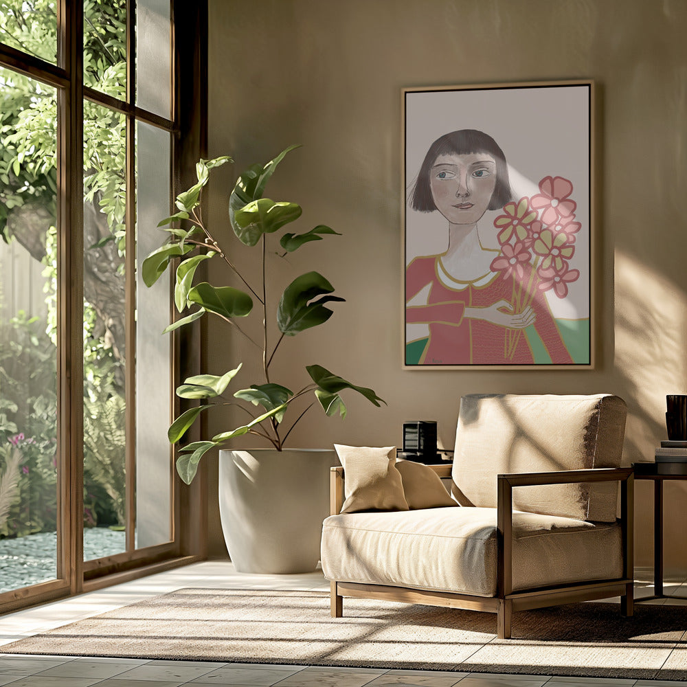 Vrouw met bloemen | Poster
