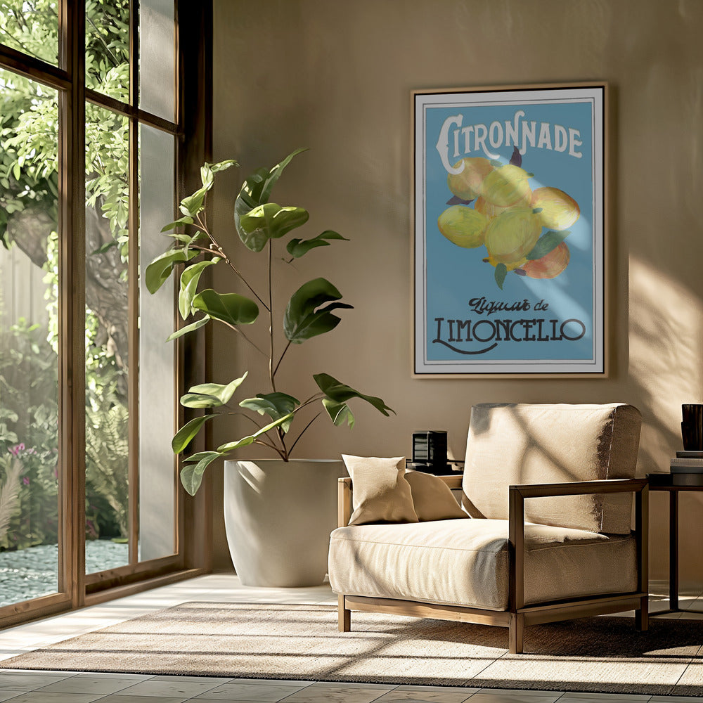 Citronnade Limoncello op blauw en zwart | Poster