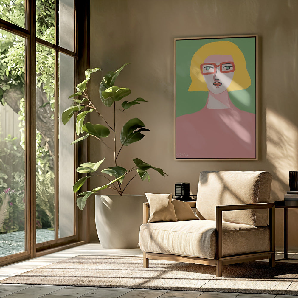 Golden hair lady with red glasses | Poster