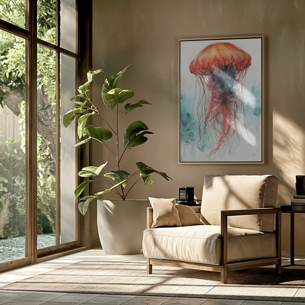 Aquarelkunst van Medusa-zeedieren | Poster
