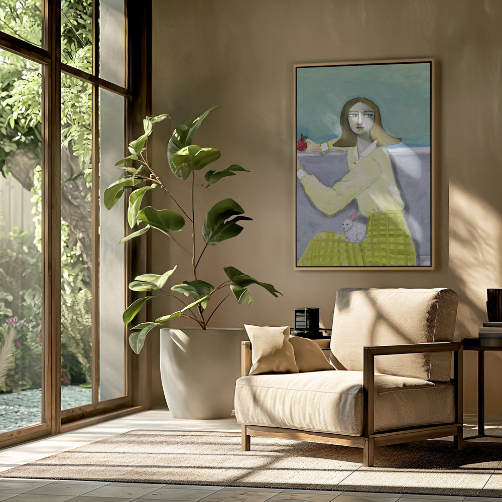 Lady Sitting with Rabbit | Poster