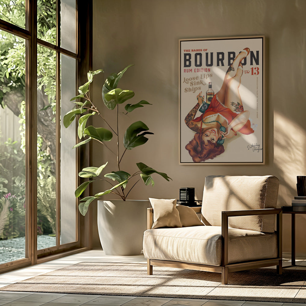 Babes of Bourbon Vol 13 Rum Drinkende Pinup Girl Kunst | Poster