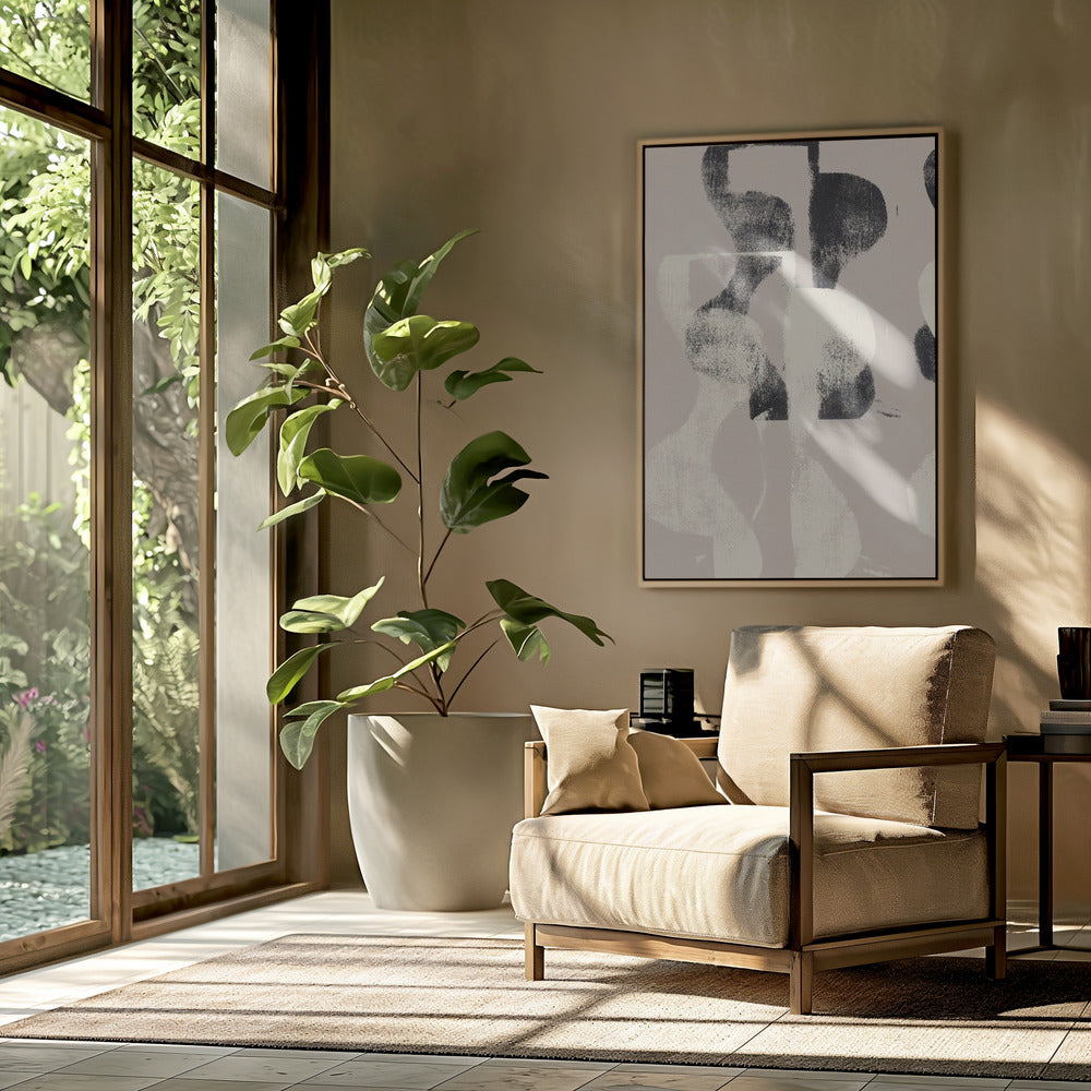 Tango – Organische vormen in zwart en beige | Poster