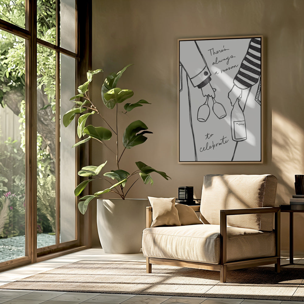 Vrouw met wijnfles en wijnglas (zwart-wit) - Wijn Vin Femme Noir et Blanc | Poster