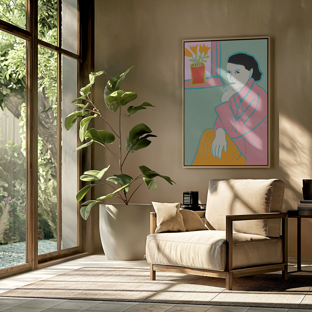 Dame in het roze | Poster