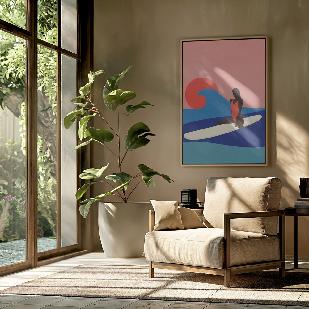 Meisje op een surfplank | Poster