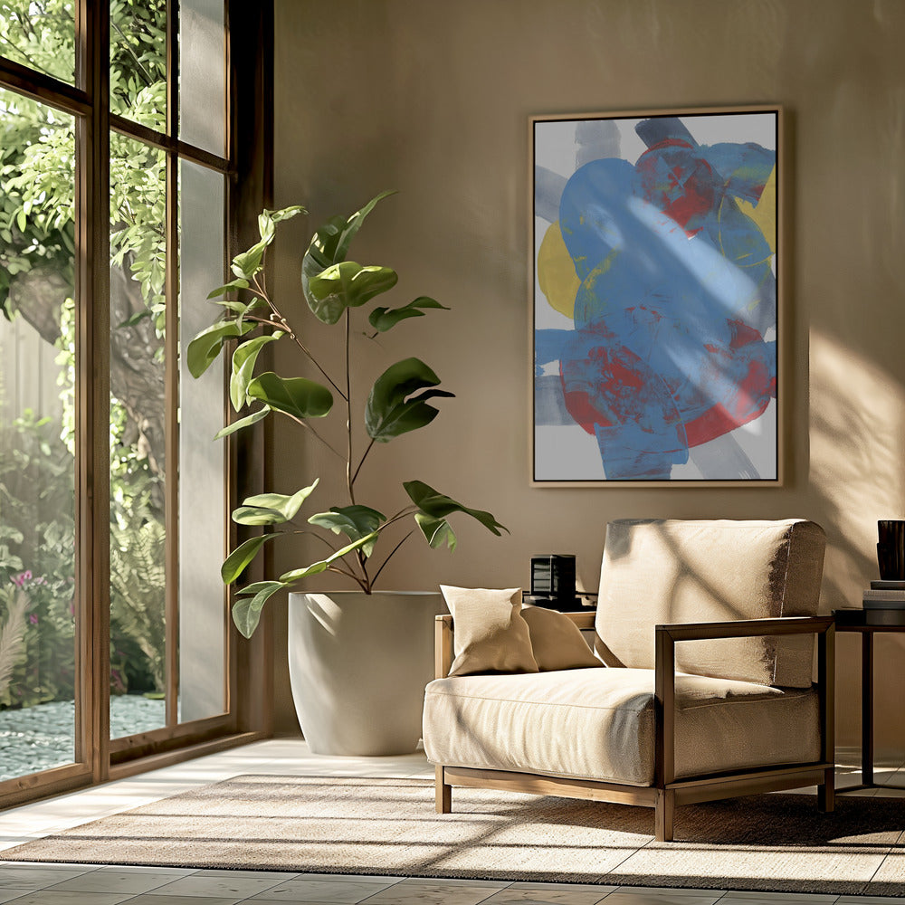 Abstracte Blauwe Rode Gele Vormen 2 | Poster