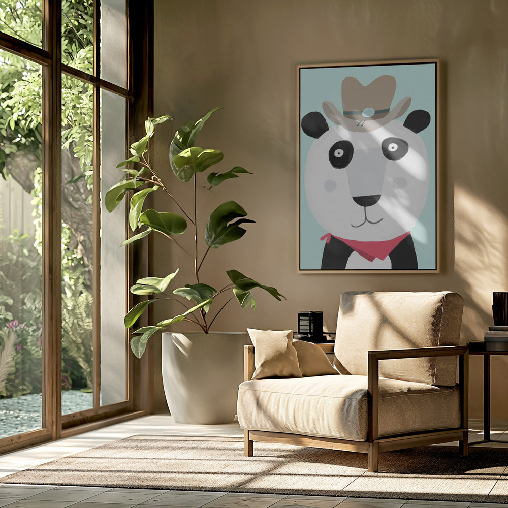 Grappige panda met cowboyhoed van kunstenaar Carla Daly | Poster