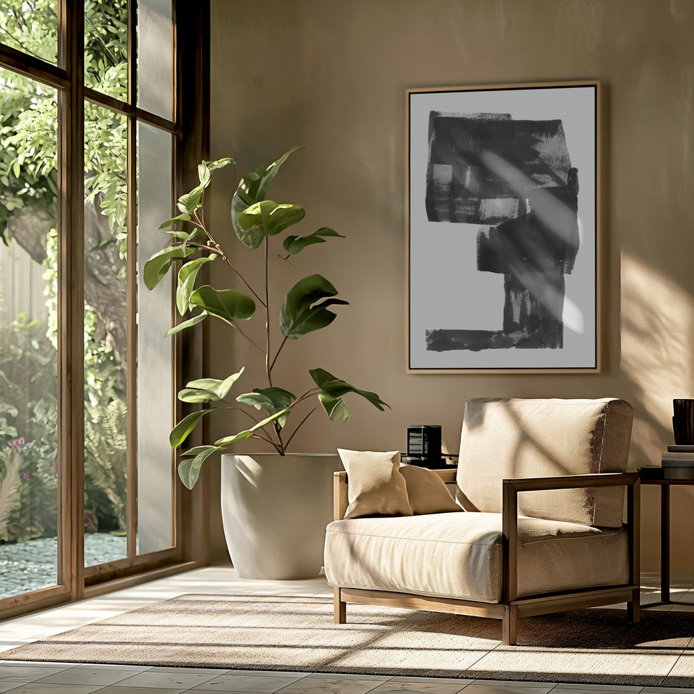 Zwart-wit abstracte compositie nr. 2 | Poster