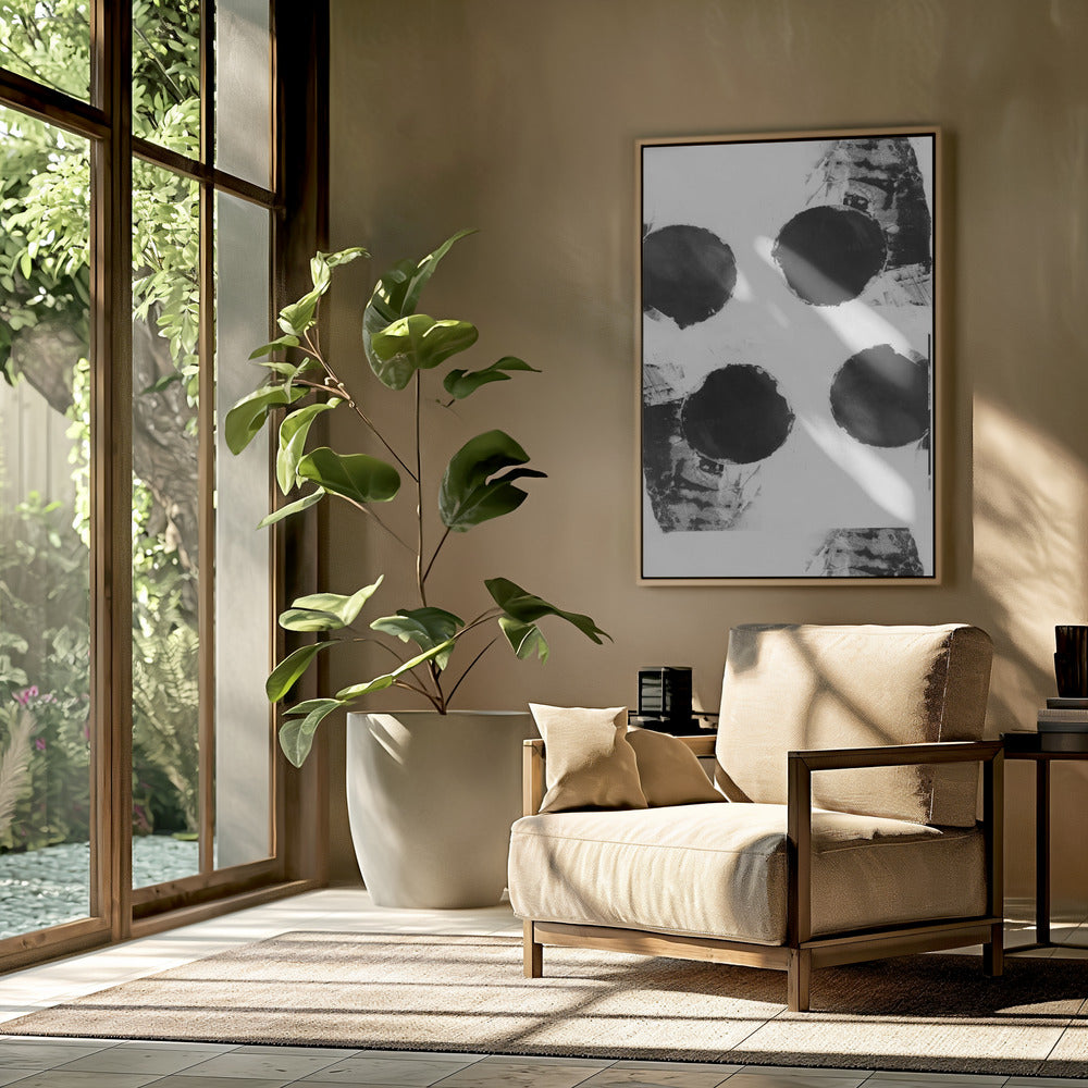 Zwart-witte abstracte stippen 7 | Poster