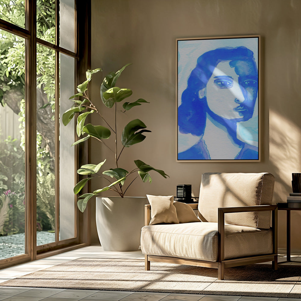 De diepe denker blauw | Poster