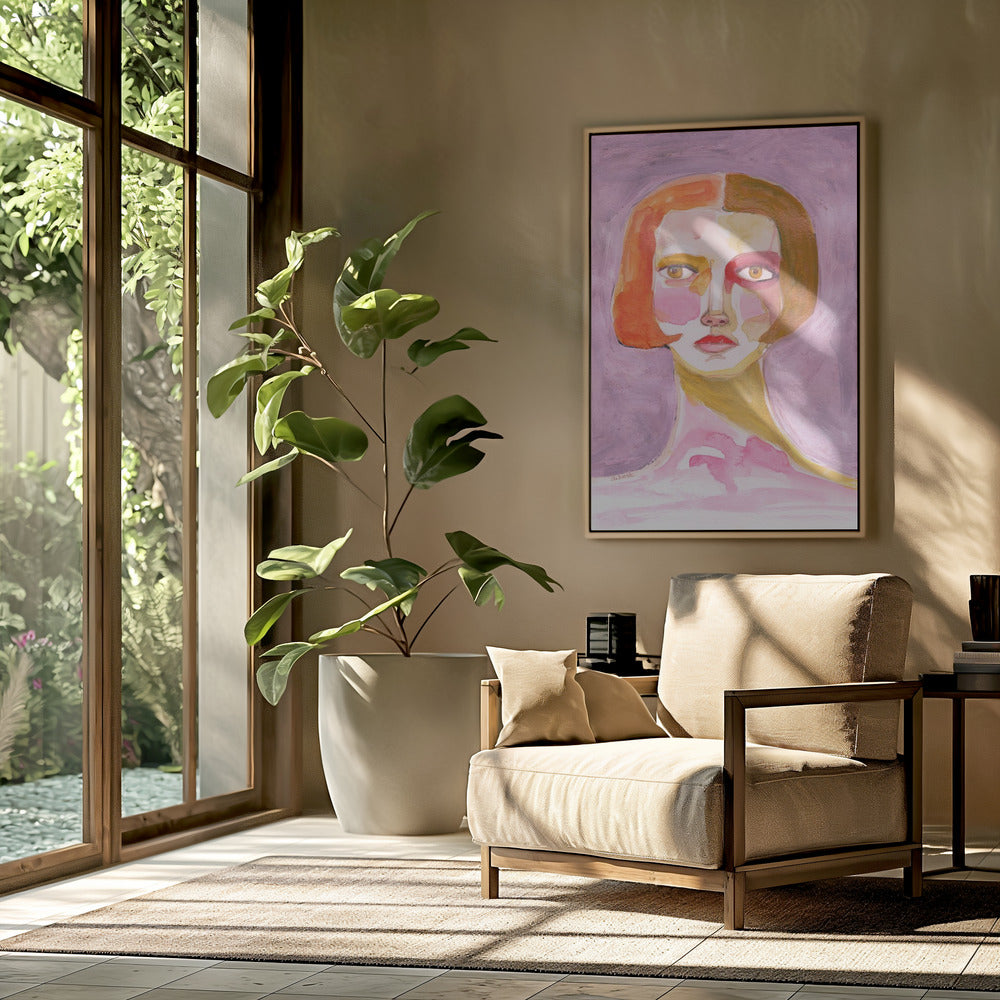 Dame met bobkapsel Mauve Lila | Poster
