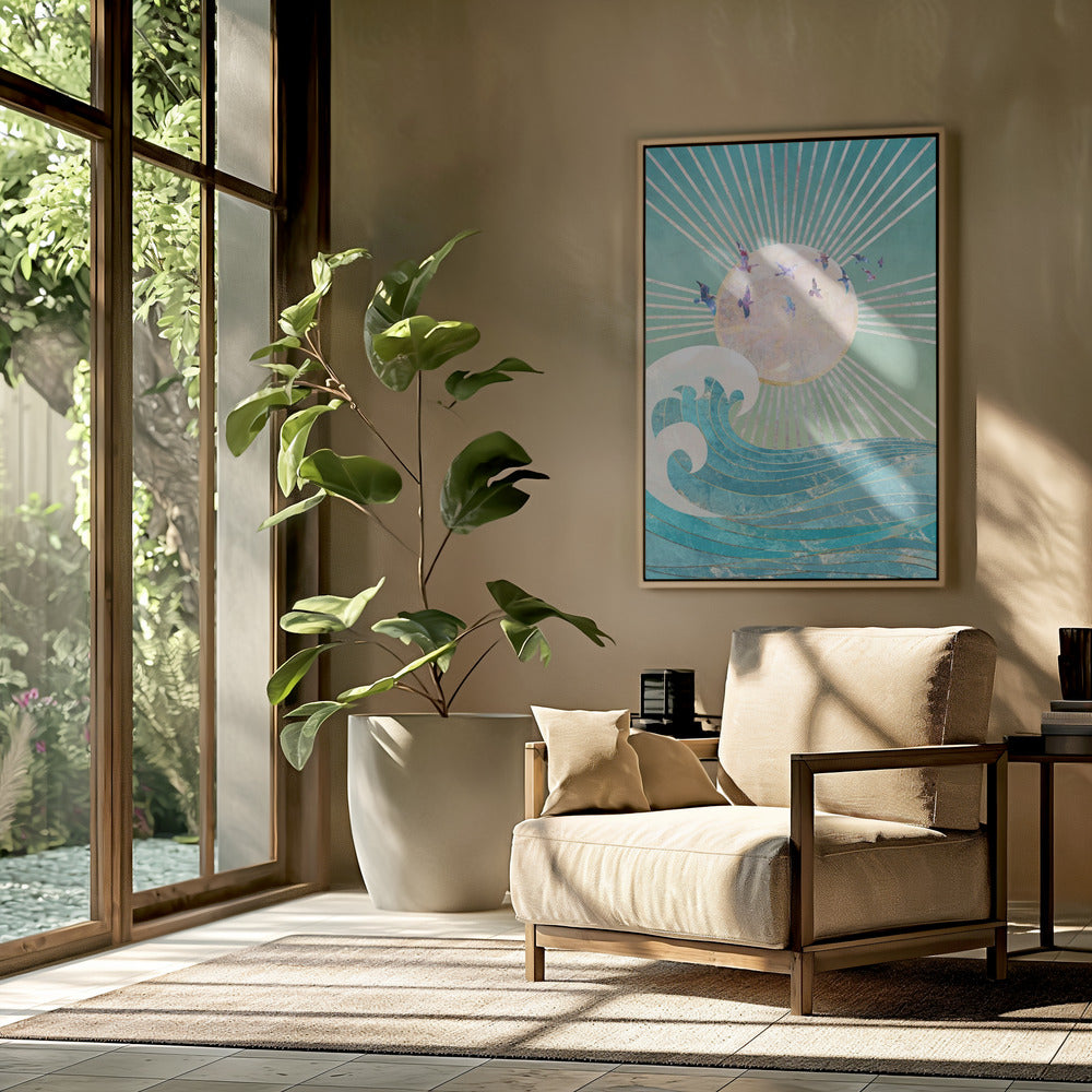 Zonsondergang Gouden Oceaan Turquoise | Poster