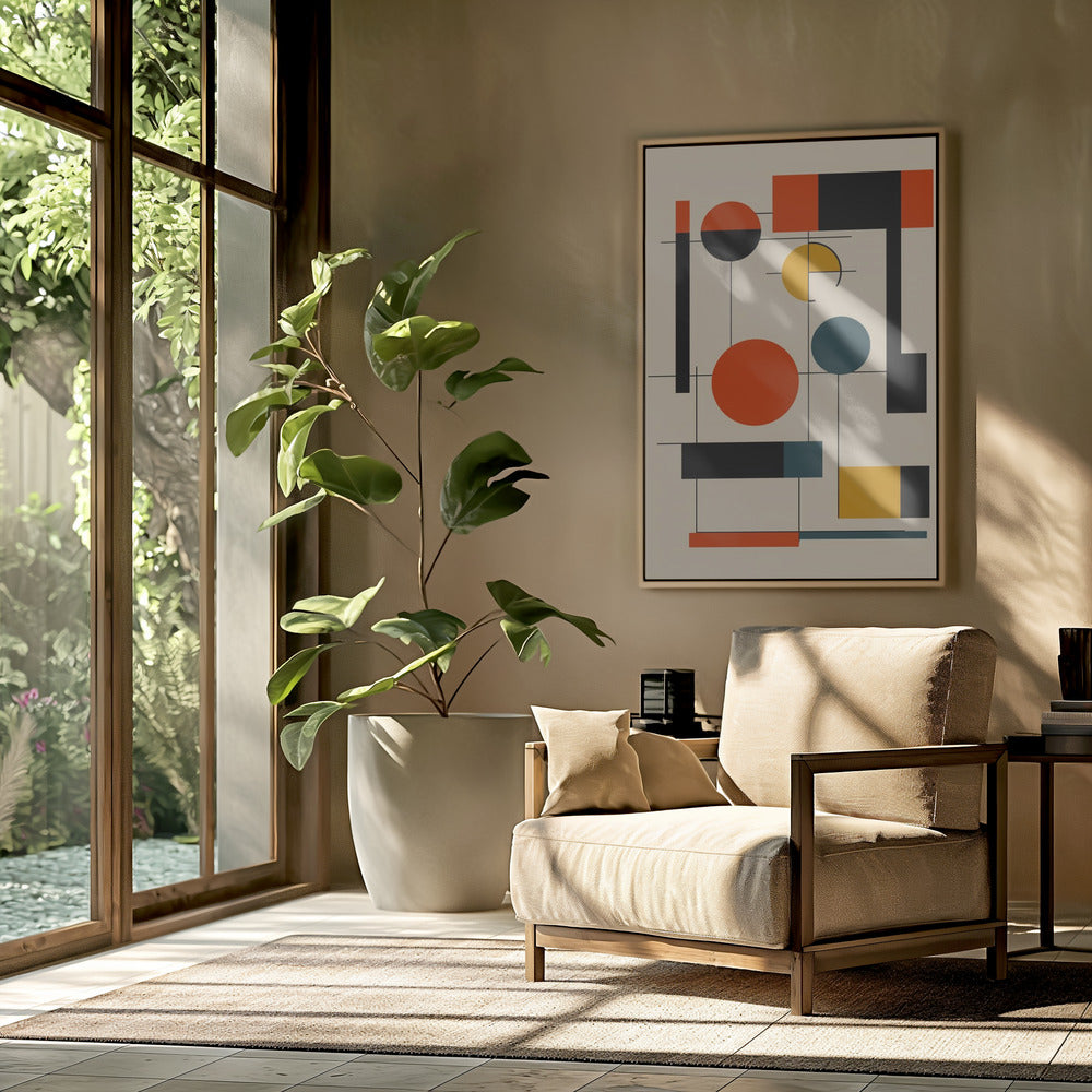 Geometrische vormen en een uitgebalanceerd kleurenpaletGeometrische harmonie | Poster
