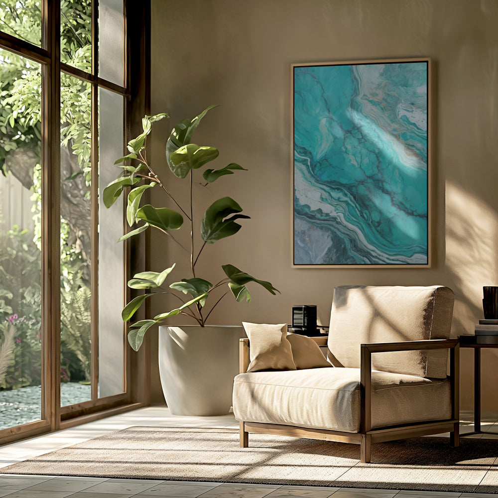 Abstracte patronen met wervelende turquoise | Poster