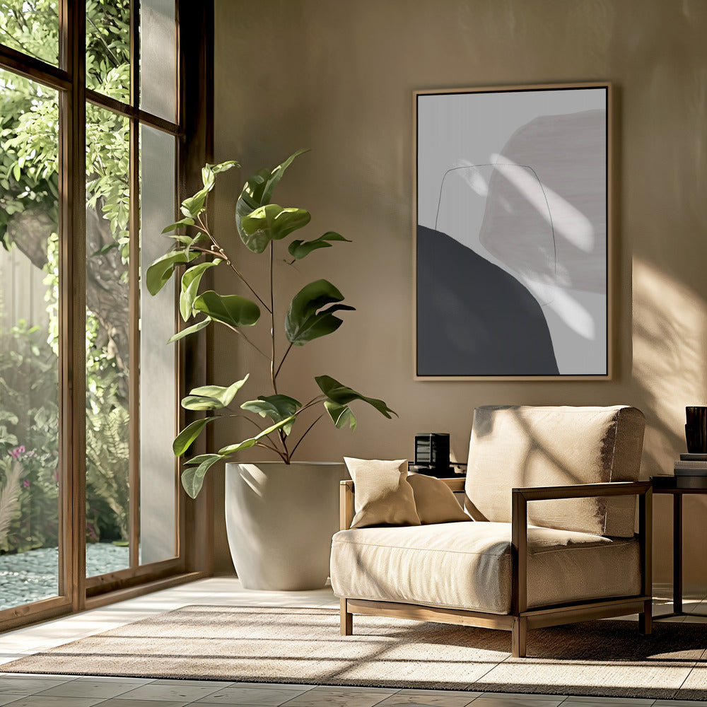 Abstract kunstwerk met zachte beige en bruine tinten | Poster