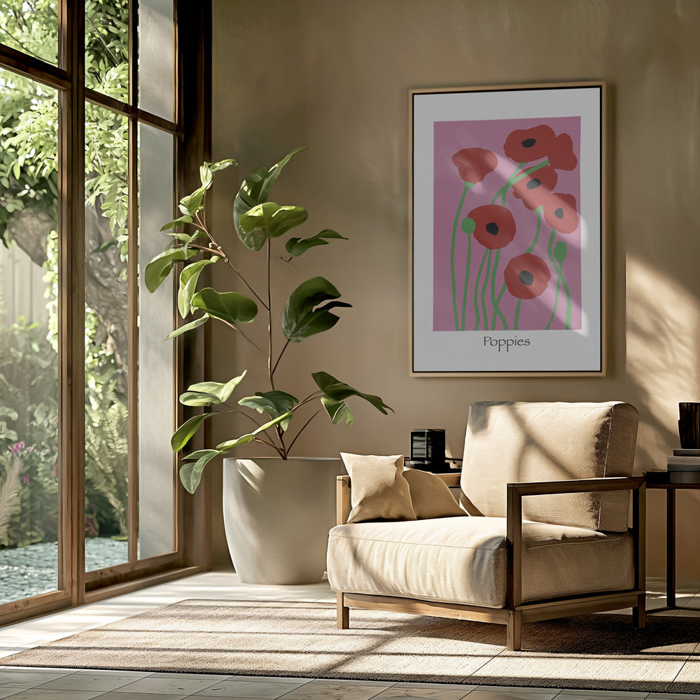 Klaprozen Bloemen roze en rood | Poster