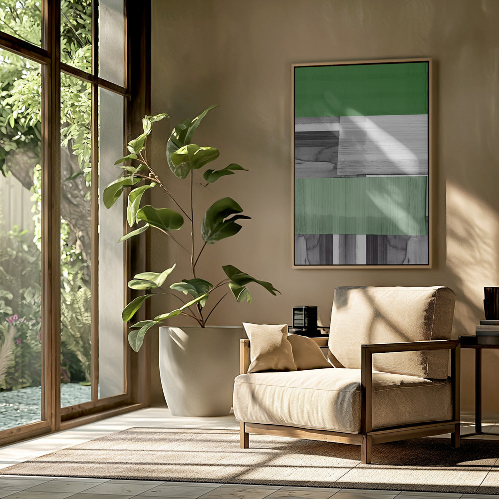 Abstract Zwart Wit Groen Grijs 1 | Poster