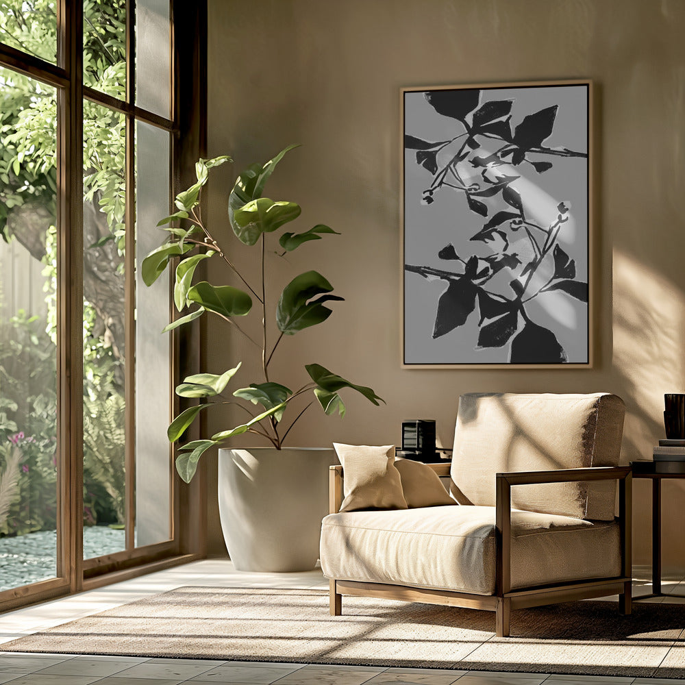 Zwart bloemensilhouet 1 | Poster