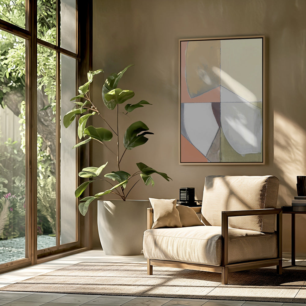 Stofroze Geel Abstract No1 Kunstdruk | Poster