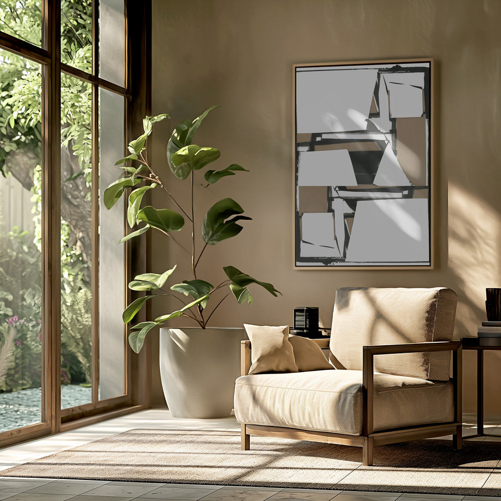 Zwart en bruin abstracte kunstdruk | Poster