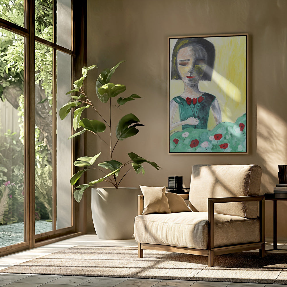 Dame in de tuin | Poster