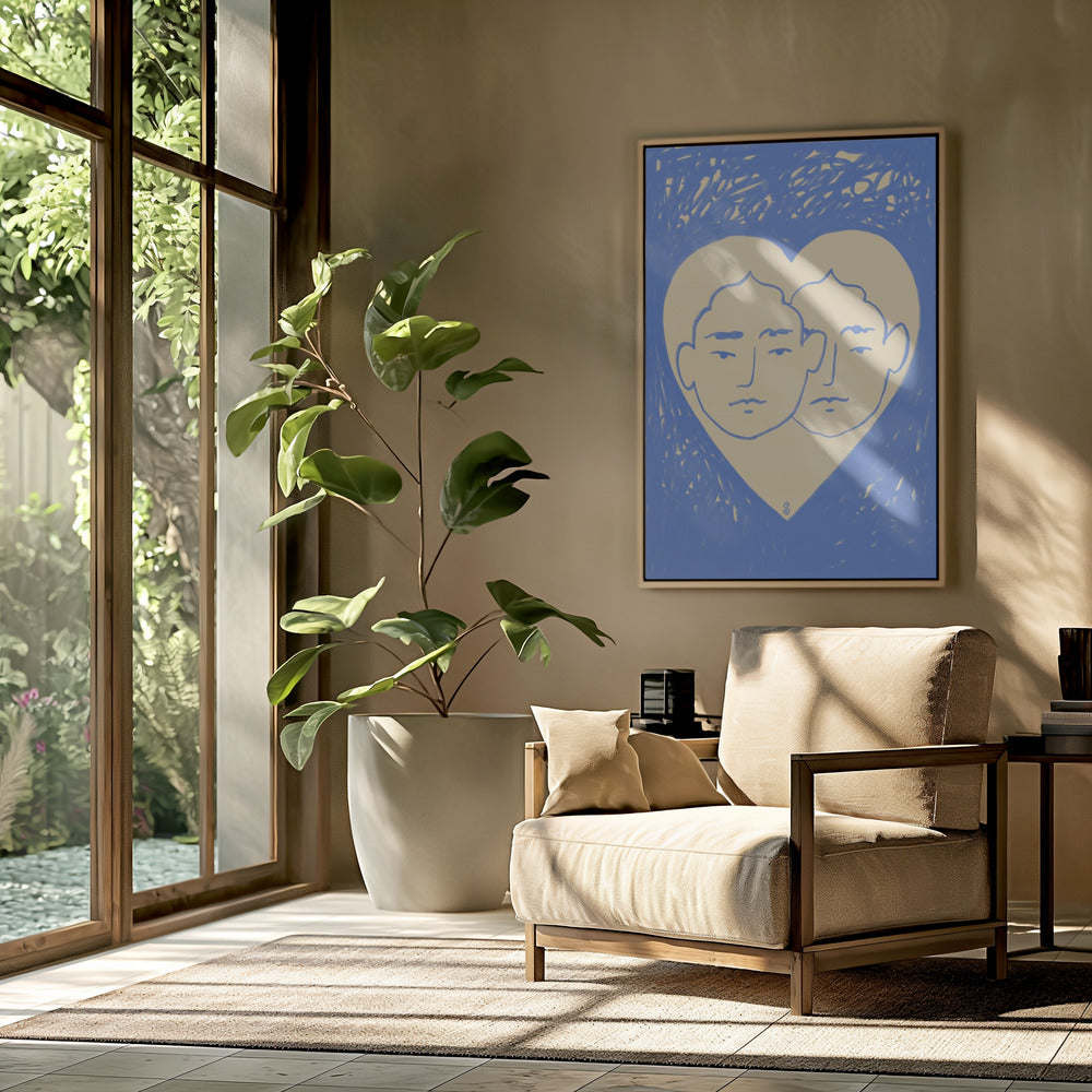 Twee abstracte gezichten | Poster