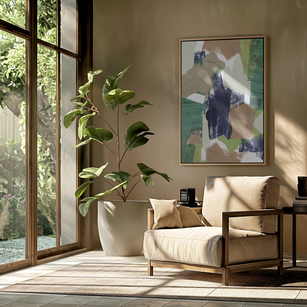 Abstract Blauw Groen Beige Nr. 2 | Poster