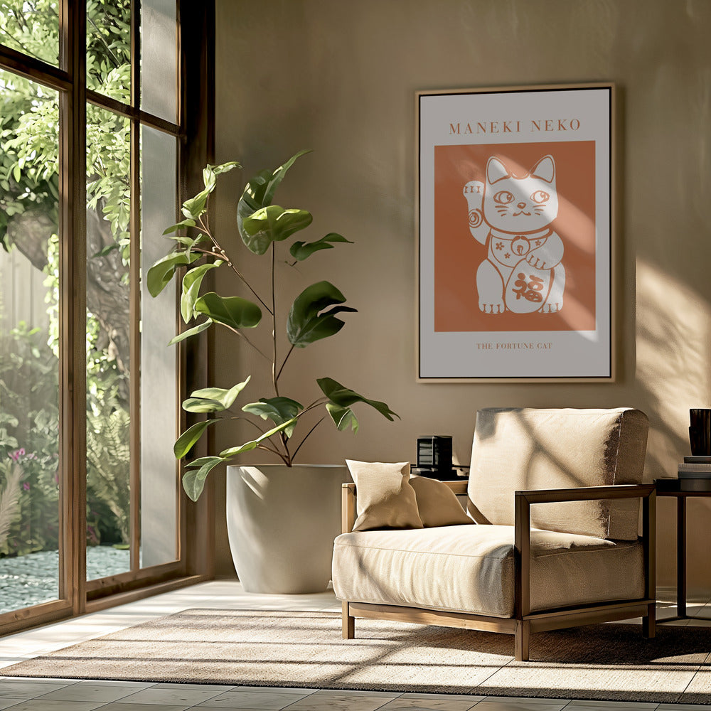 Maneki-neko Cat Orange | Poster