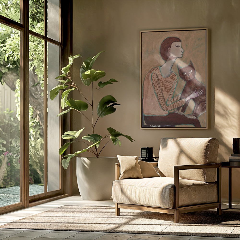 Woman with cat | Poster
